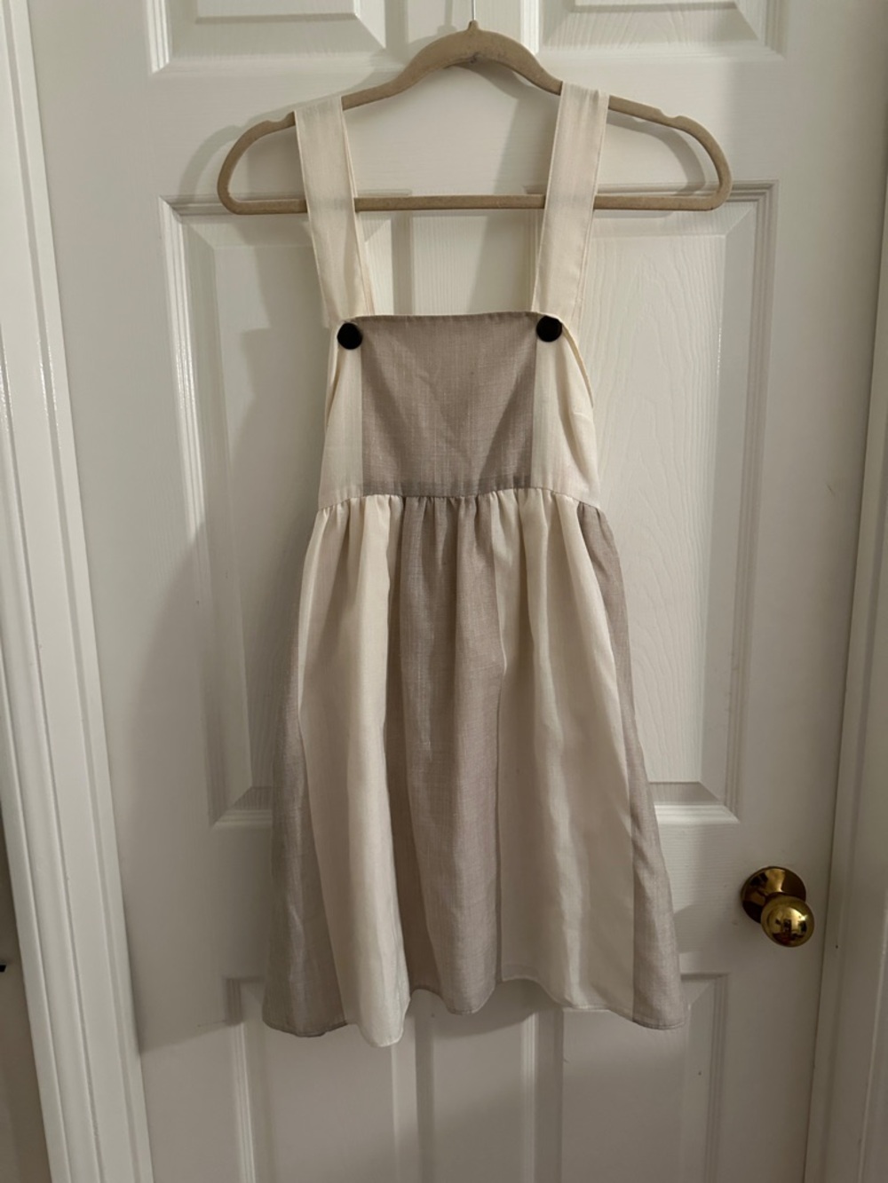 Cream and Tan Pinafore dress